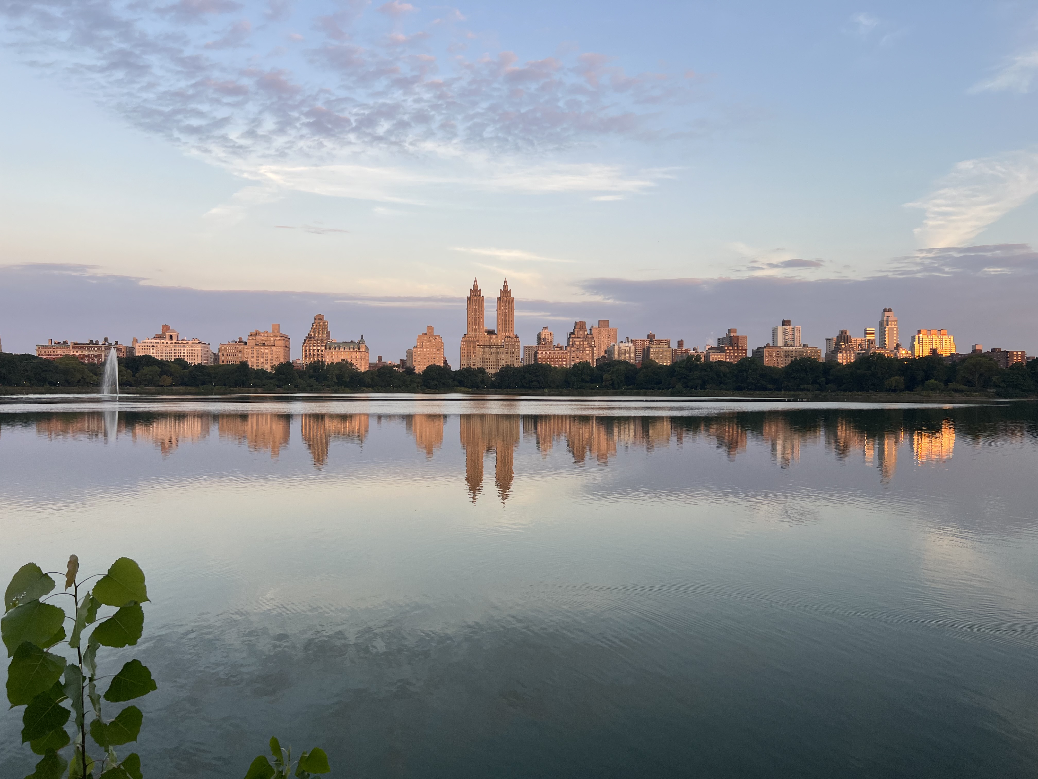 Morning run at The Resevoir in Central Park, Upper East Side looking at the west side.